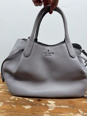 kate spade pebble leather satchel in light gray